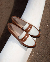 MOCASSINS MAURINE COGNAC ÉCRU - minelli.fr